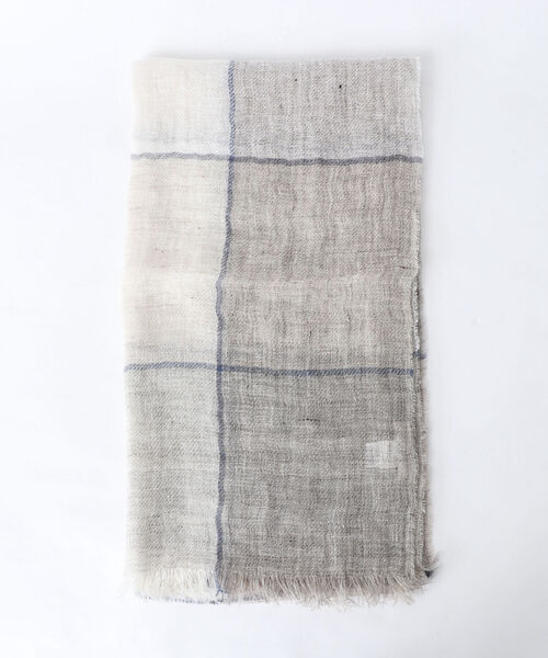 NOLLEY'S goodman（ノーリーズグッドマン）の「【PAOLO MARIANI/パオロ・マリアーニ】別注リネンチェックストール（ストール/ショール・メンズ・ベージュ系その他/ブルー系その他・FREE）」の18枚目の写真