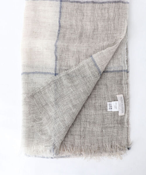NOLLEY'S goodman（ノーリーズグッドマン）の「【PAOLO MARIANI/パオロ・マリアーニ】別注リネンチェックストール（ストール/ショール・メンズ・ベージュ系その他/ブルー系その他・FREE）」の21枚目の写真