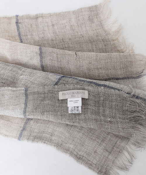 NOLLEY'S goodman（ノーリーズグッドマン）の「【PAOLO MARIANI/パオロ・マリアーニ】別注リネンチェックストール（ストール/ショール・メンズ・ベージュ系その他/ブルー系その他・FREE）」の9枚目の写真