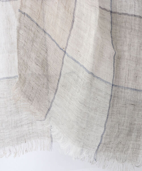 NOLLEY'S goodman（ノーリーズグッドマン）の「【PAOLO MARIANI/パオロ・マリアーニ】別注リネンチェックストール（ストール/ショール・メンズ・ベージュ系その他/ブルー系その他・FREE）」の19枚目の写真