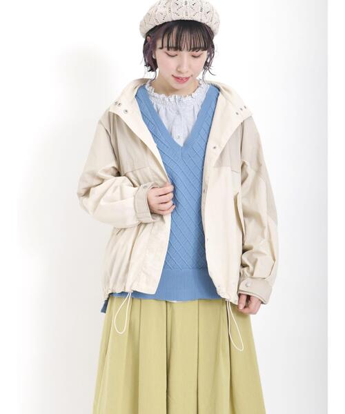 Samansa Mos2（サマンサ モスモス）の「配色マウンテンパーカー（ブルゾン・レディース・ベージュ/ネイビー/カーキ/ピンク/イエロー・ﾌﾘ-）」の12枚目の写真