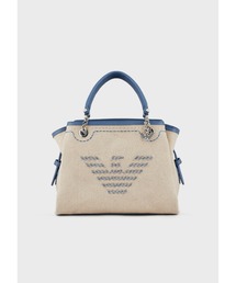 EMPORIO ARMANI | 【エンポリオ アルマーニ】ハンドバッグ リネン製 オーバーサイズ刺繍＆イーグルチャーム(ハンドバッグ)