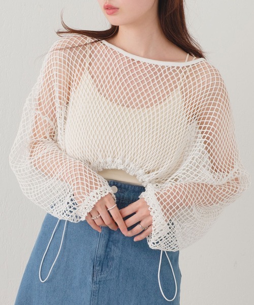 Kastane（カスタネ）の「ドロスト付メッシュプルオーバー（Tシャツ