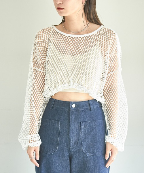 Kastane（カスタネ）の「ドロスト付メッシュプルオーバー（Tシャツ/カットソー・レディース・ブラック/アイボリー・FREE）」の13枚目の写真