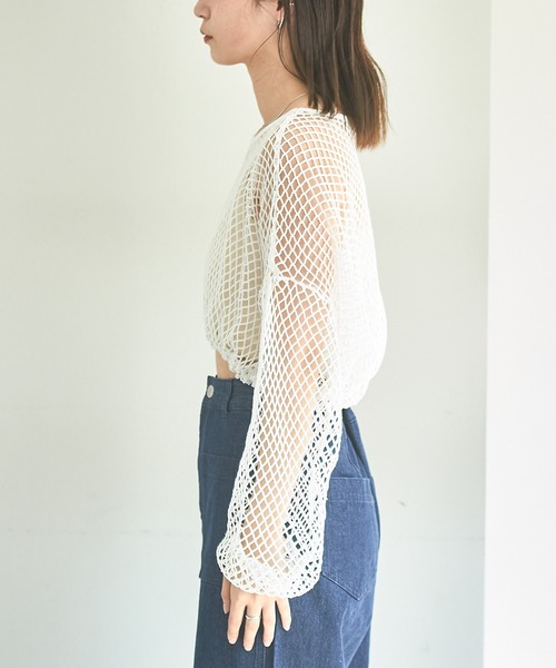 Kastane（カスタネ）の「ドロスト付メッシュプルオーバー（Tシャツ/カットソー・レディース・ブラック/アイボリー・FREE）」の14枚目の写真