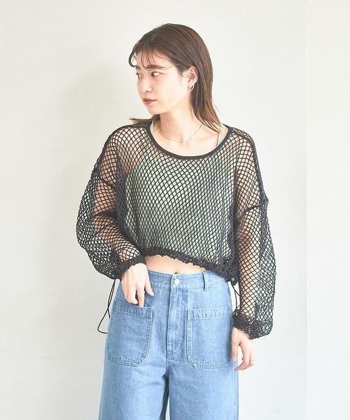 Kastane（カスタネ）の「ドロスト付メッシュプルオーバー（Tシャツ/カットソー・レディース・ブラック/アイボリー・FREE）」の19枚目の写真