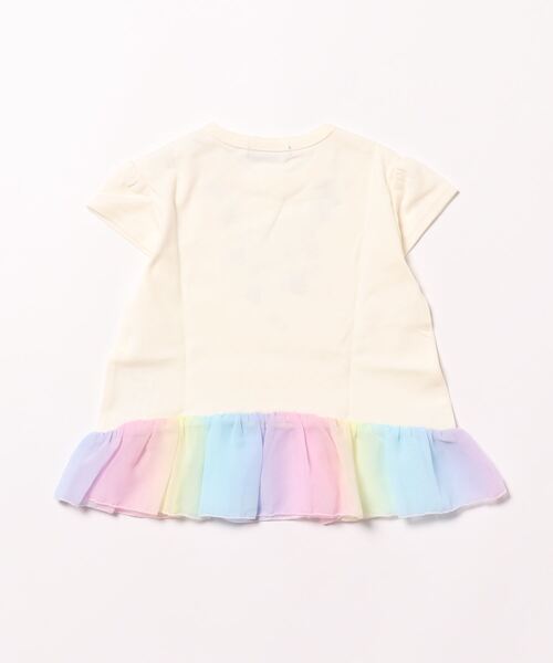Moujonjon（ムージョンジョン）の「レインボーシフォンチュニック半袖Tシャツ（Tシャツ/カットソー・キッズ・アイボリー/ライトピンク・130/80/90/100/110/120/140）」の3枚目の写真