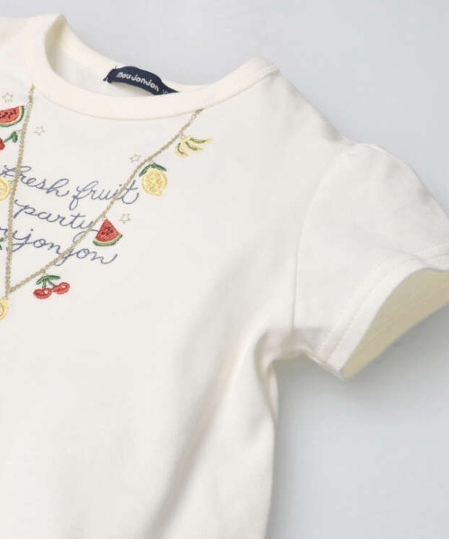 Moujonjon（ムージョンジョン）の「レインボーシフォンチュニック半袖Tシャツ（Tシャツ/カットソー・キッズ・アイボリー/ライトピンク・130/80/90/100/110/120/140）」の5枚目の写真