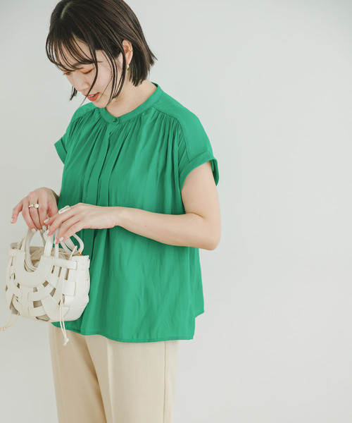 ITEMS URBANRESEARCH（アイテムズ アーバンリサーチ）の「フレンチスリーブブラウス（シャツ/ブラウス・レディース・ブラック/ホワイト/ライトブルー/モカ/グリーン・FREE）」の4枚目の写真