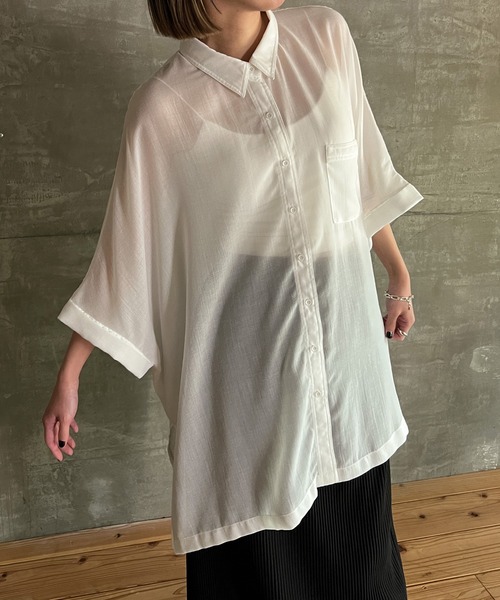 cona（コナ）の「【ZOZO限定】シアールーズシャツ（シャツ/ブラウス・レディース・ブラック/オフホワイト・FREE）」の9枚目の写真