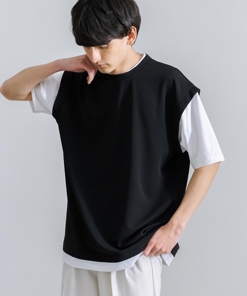 Rocky Monroe(ロッキーモンロー)の「オーバーサイズ ナシ地フェイクレイヤード 半袖Tシャツ(Tシャツ/カットソー・メンズ・ライトグレー/ブラック/ブルーグレー/グレイッシュベージュ・M/L)」の1枚目の写真