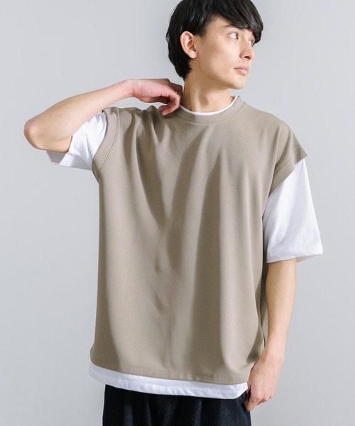 Rocky Monroe(ロッキーモンロー)の「オーバーサイズ ナシ地フェイクレイヤード 半袖Tシャツ(Tシャツ/カットソー・メンズ・ライトグレー/ブラック/ブルーグレー/グレイッシュベージュ・M/L)」の10枚目の写真
