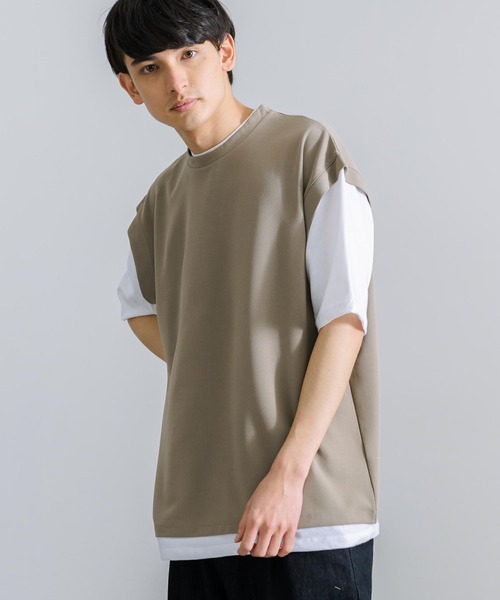 Rocky Monroe(ロッキーモンロー)の「オーバーサイズ ナシ地フェイクレイヤード 半袖Tシャツ(Tシャツ/カットソー・メンズ・ライトグレー/ブラック/ブルーグレー/グレイッシュベージュ・M/L)」の14枚目の写真