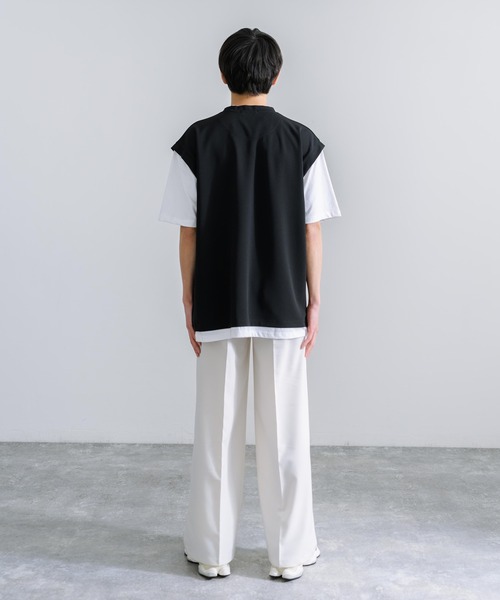 Rocky Monroe(ロッキーモンロー)の「オーバーサイズ ナシ地フェイクレイヤード 半袖Tシャツ(Tシャツ/カットソー・メンズ・ライトグレー/ブラック/ブルーグレー/グレイッシュベージュ・M/L)」の20枚目の写真