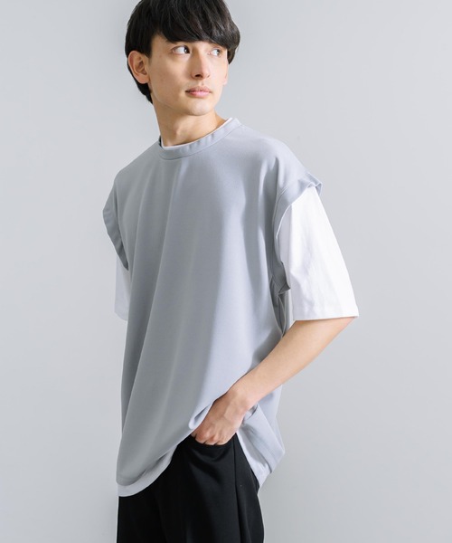 Rocky Monroe(ロッキーモンロー)の「オーバーサイズ ナシ地フェイクレイヤード 半袖Tシャツ(Tシャツ/カットソー・メンズ・ライトグレー/ブラック/ブルーグレー/グレイッシュベージュ・M/L)」の13枚目の写真