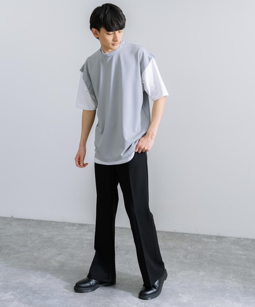 Rocky Monroe(ロッキーモンロー)の「オーバーサイズ ナシ地フェイクレイヤード 半袖Tシャツ(Tシャツ/カットソー・メンズ・ライトグレー/ブラック/ブルーグレー/グレイッシュベージュ・M/L)」の17枚目の写真