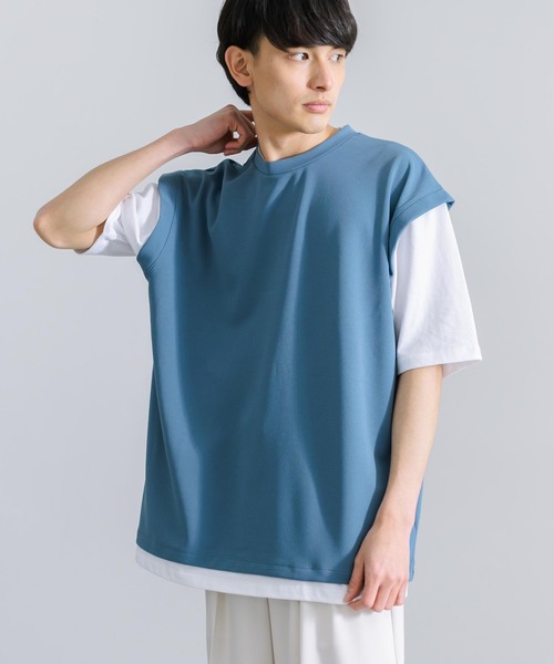 Rocky Monroe(ロッキーモンロー)の「オーバーサイズ ナシ地フェイクレイヤード 半袖Tシャツ(Tシャツ/カットソー・メンズ・ライトグレー/ブラック/ブルーグレー/グレイッシュベージュ・M/L)」の22枚目の写真