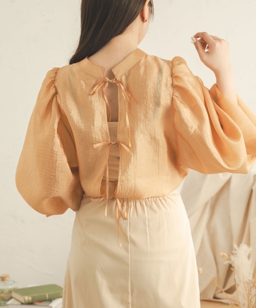 Ambre Neige（アンブルネージュ）の「２WAYラメリボンブラウス／【WEB/EC限定商品】（シャツ/ブラウス・レディース・ダークブラウン/アイボリー/オレンジ・FREE）」の3枚目の写真