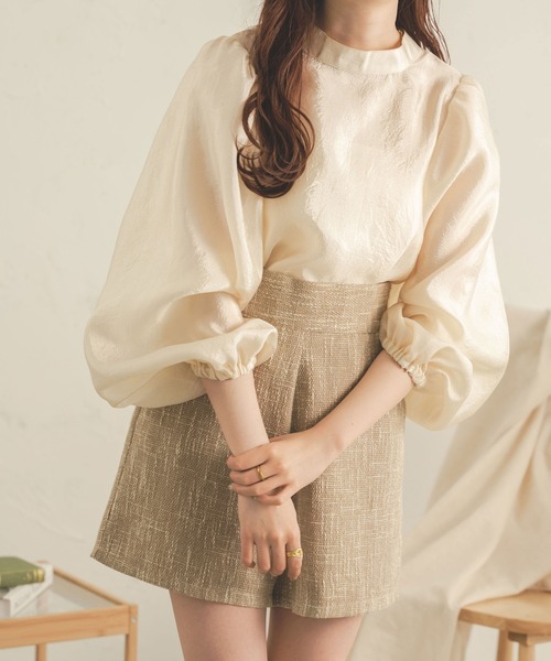 Ambre Neige（アンブルネージュ）の「２WAYラメリボンブラウス／【WEB/EC限定商品】（シャツ/ブラウス・レディース・ダークブラウン/アイボリー/オレンジ・FREE）」の2枚目の写真