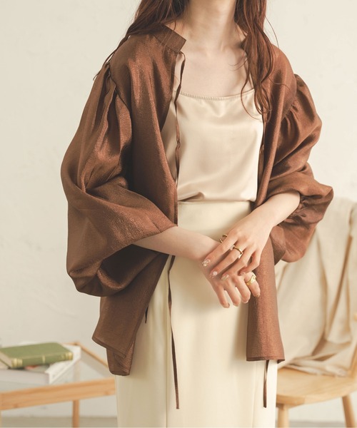 Ambre Neige（アンブルネージュ）の「２WAYラメリボンブラウス／【WEB/EC限定商品】（シャツ/ブラウス・レディース・ダークブラウン/アイボリー/オレンジ・FREE）」の8枚目の写真