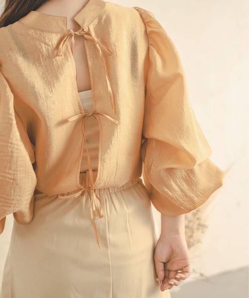 Ambre Neige（アンブルネージュ）の「２WAYラメリボンブラウス／【WEB/EC限定商品】（シャツ/ブラウス・レディース・ダークブラウン/アイボリー/オレンジ・FREE）」の22枚目の写真