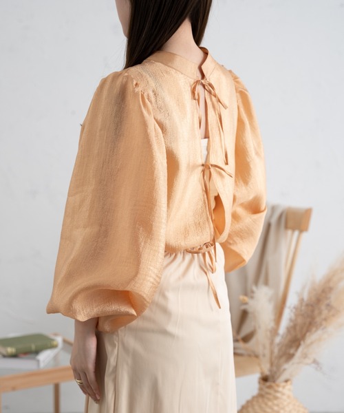 Ambre Neige（アンブルネージュ）の「２WAYラメリボンブラウス／【WEB/EC限定商品】（シャツ/ブラウス・レディース・ダークブラウン/アイボリー/オレンジ・FREE）」の6枚目の写真