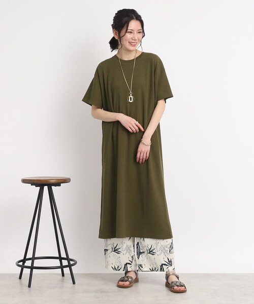 SHOO・LA・RUE（シューラルー）の「◆夏のアクティブスタイルに！ワッフルロングTシャツワンピース（ワンピース・レディース・カーキ/ブラック/グレー・02/03/04）」の10枚目の写真