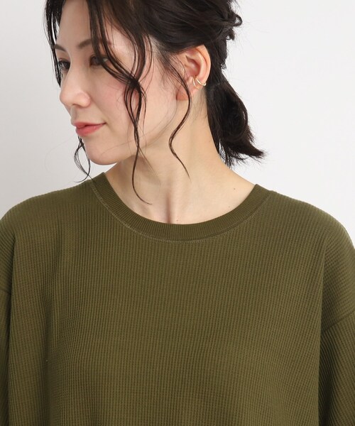 SHOO・LA・RUE（シューラルー）の「◆夏のアクティブスタイルに！ワッフルロングTシャツワンピース（ワンピース・レディース・カーキ/ブラック/グレー・02/03/04）」の14枚目の写真