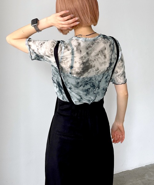 PAGEBOY（ページボーイ）の「シアーメロークルーTOPS（Tシャツ/カットソー・レディース・ブラック/ピンク系その他/オフホワイト/ブラック系その他・FREE）」の4枚目の写真