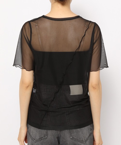 PAGEBOY（ページボーイ）の「シアーメロークルーTOPS（Tシャツ/カットソー・レディース・ブラック/ピンク系その他/オフホワイト/ブラック系その他・FREE）」の7枚目の写真