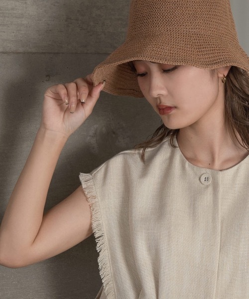 lawgy（ラウジー）の「back ribbon straw hat（ハット・レディース・ベージュ/ブラック/アイボリー・FREE）」の7枚目の写真