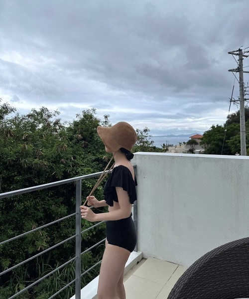 lawgy（ラウジー）の「back ribbon straw hat（ハット・レディース・ベージュ/ブラック/アイボリー・FREE）」の12枚目の写真