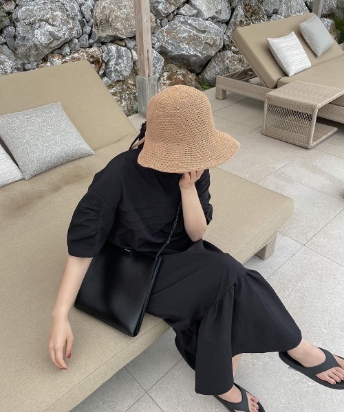 lawgy（ラウジー）の「back ribbon straw hat（ハット・レディース・ベージュ/ブラック/アイボリー・FREE）」の15枚目の写真