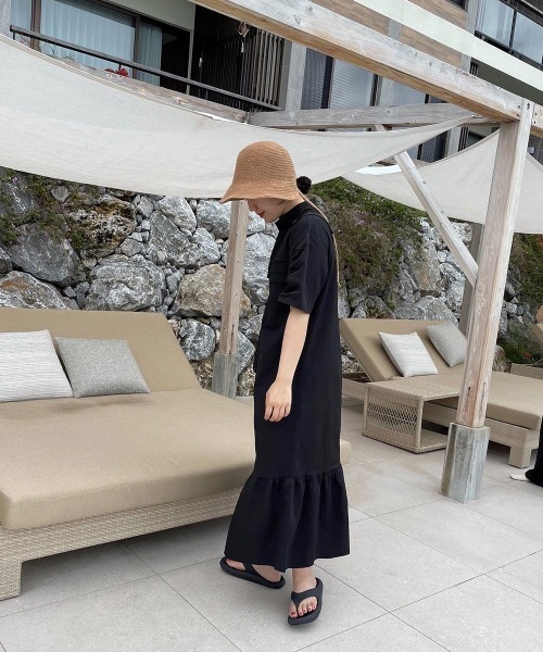 lawgy（ラウジー）の「back ribbon straw hat（ハット・レディース・ベージュ/ブラック/アイボリー・FREE）」の6枚目の写真