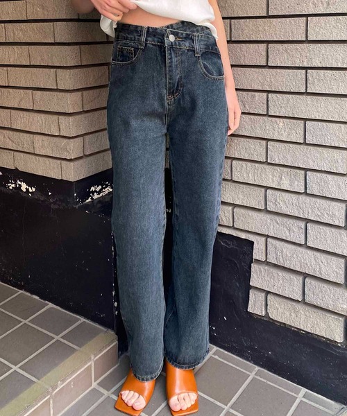 NANEA(ナネア)の「クロスハイウエストデザインデニムパンツ(デニムパンツ・レディース・ブルー/ネイビー/ブラック/インディゴブルー・SMALL/MEDIUM/LARGE/X-LARGE)」の14枚目の写真