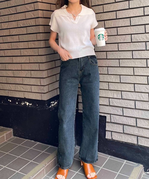 NANEA(ナネア)の「クロスハイウエストデザインデニムパンツ(デニムパンツ・レディース・ブルー/ネイビー/ブラック/インディゴブルー・SMALL/MEDIUM/LARGE/X-LARGE)」の18枚目の写真