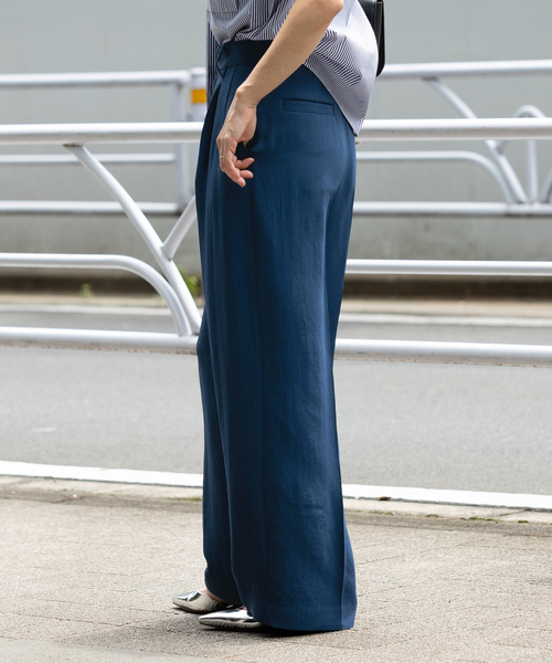 新品　Vermeil par IÉNA パープル ワイドパンツ サイドファスナー 新品 Vermeil par IÉNA パープル ワイドパンツ サイドファスナー