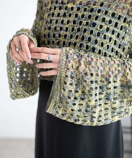 WEGO（ウィゴー）の「WEGO/ミックスカラーショートメッシュニット（ニット/セーター・レディース・カーキ/ブラック/イエロー/ブルー・FREE）」の17枚目の写真