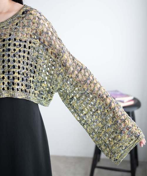 WEGO（ウィゴー）の「WEGO/ミックスカラーショートメッシュニット（ニット/セーター・レディース・カーキ/ブラック/イエロー/ブルー・FREE）」の8枚目の写真