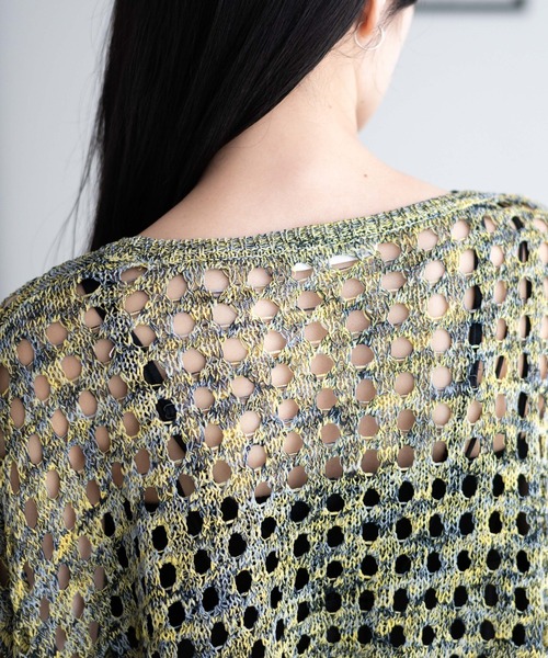 WEGO（ウィゴー）の「WEGO/ミックスカラーショートメッシュニット（ニット/セーター・レディース・カーキ/ブラック/イエロー/ブルー・FREE）」の14枚目の写真