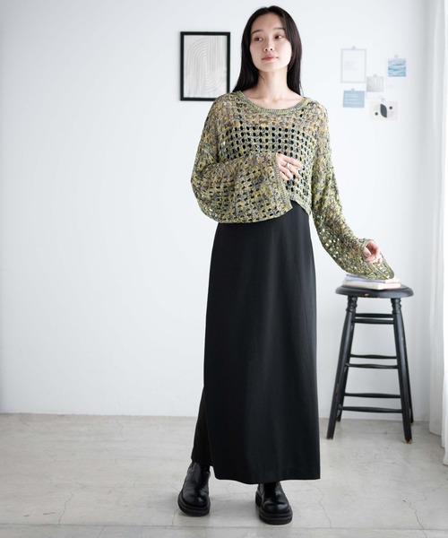 WEGO（ウィゴー）の「WEGO/ミックスカラーショートメッシュニット（ニット/セーター・レディース・カーキ/ブラック/イエロー/ブルー・FREE）」の5枚目の写真