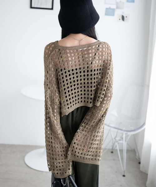 WEGO（ウィゴー）の「WEGO/ミックスカラーショートメッシュニット（ニット/セーター・レディース・カーキ/ブラック/イエロー/ブルー・FREE）」の18枚目の写真