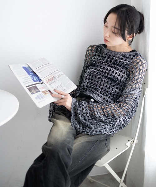 WEGO（ウィゴー）の「WEGO/ミックスカラーショートメッシュニット（ニット/セーター・レディース・カーキ/ブラック/イエロー/ブルー・FREE）」の21枚目の写真