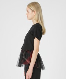 ブルーレーベルクレストブリッジ　ニット　フリル　チェック　ネイビー　38 2161100004757_0203.jpg