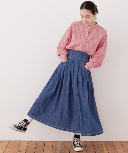 Fashion Letter(ファッションレター)の「【M-4L】フレアデニムスカート(デニムスカート・レディース・ネイビー/ブルー・LL/3L/4L/M/L)」の10枚目の写真