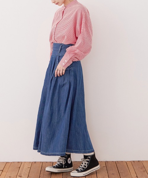 Fashion Letter(ファッションレター)の「【M-4L】フレアデニムスカート(デニムスカート・レディース・ネイビー/ブルー・LL/3L/4L/M/L)」の14枚目の写真