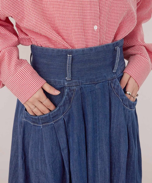 Fashion Letter(ファッションレター)の「【M-4L】フレアデニムスカート(デニムスカート・レディース・ネイビー/ブルー・LL/3L/4L/M/L)」の18枚目の写真