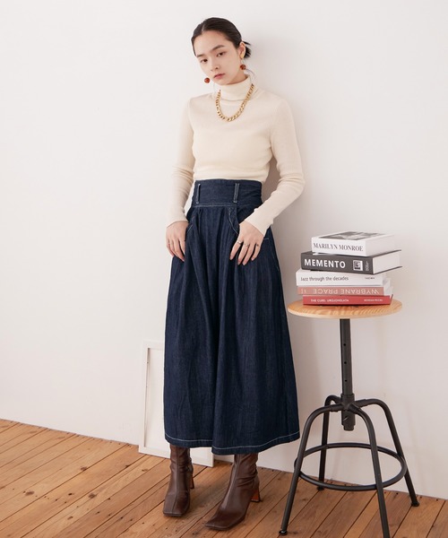 Fashion Letter(ファッションレター)の「【M-4L】フレアデニムスカート(デニムスカート・レディース・ネイビー/ブルー・LL/3L/4L/M/L)」の22枚目の写真