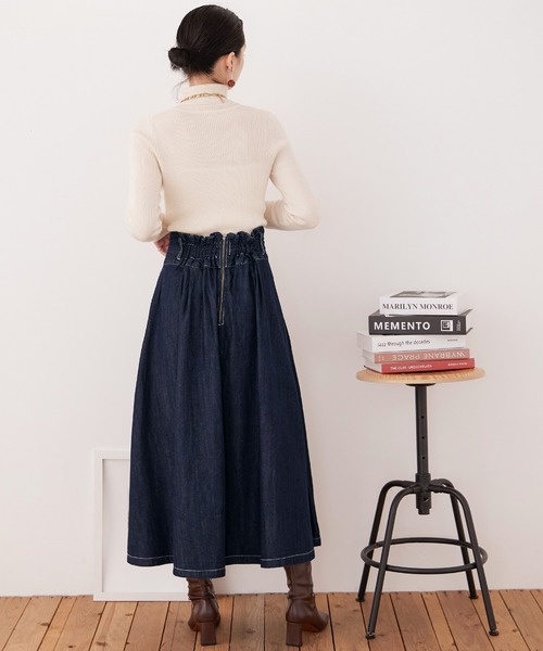 Fashion Letter(ファッションレター)の「【M-4L】フレアデニムスカート(デニムスカート・レディース・ネイビー/ブルー・LL/3L/4L/M/L)」の8枚目の写真