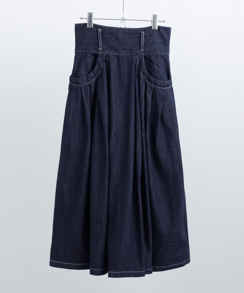 Fashion Letter(ファッションレター)の「【M-4L】フレアデニムスカート(デニムスカート・レディース・ネイビー/ブルー・LL/3L/4L/M/L)」の5枚目の写真